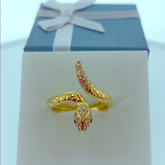 Snake Ring CZ Sterling Silver - Picture 2 of 6